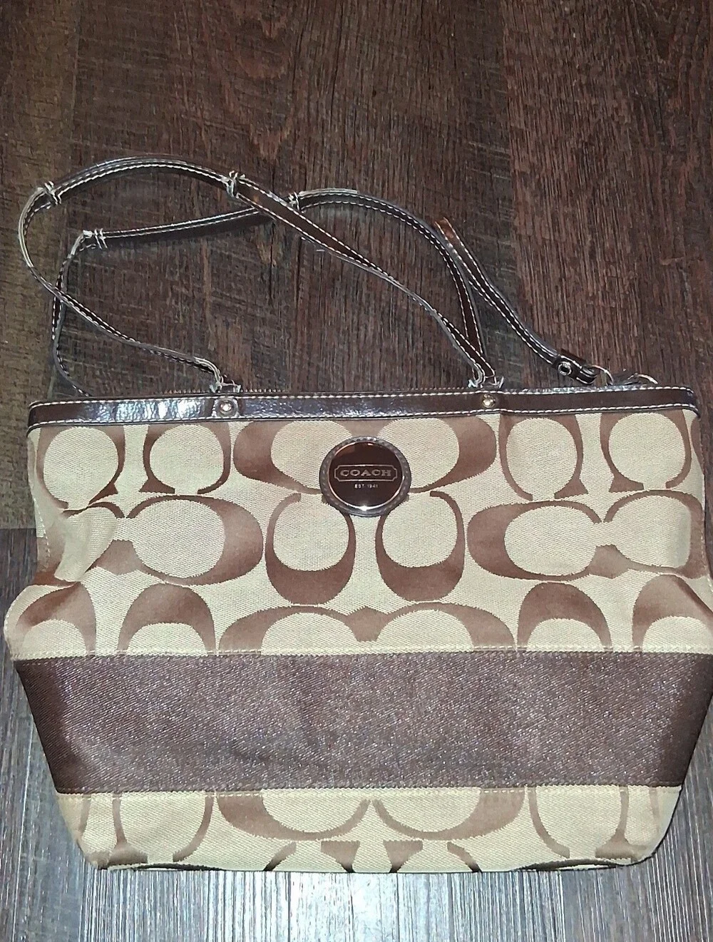 Vintage Coach Signature Stripe Tote